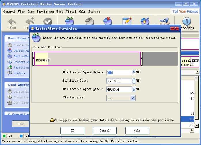 EASEUS Partition Manager Server: Move Partition