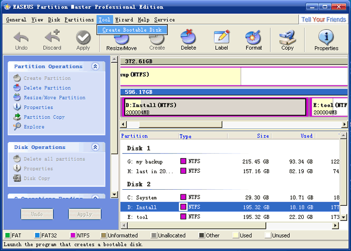 EASEUS Partition Manager: Create bootable disks
