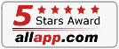 5 stars award from allapp.com