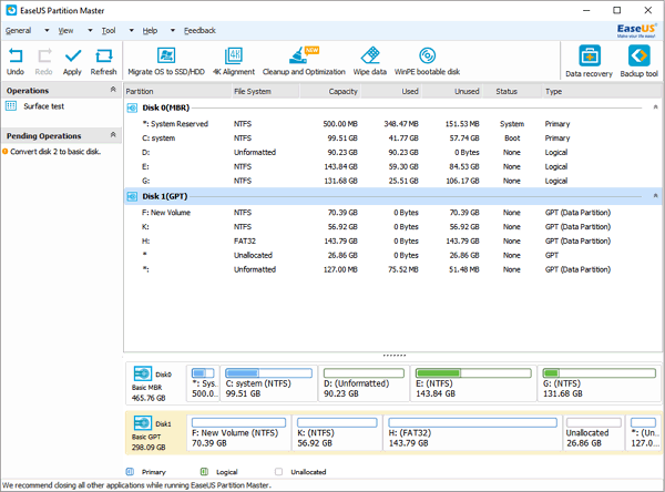 Convert dynamic disk to basic disk