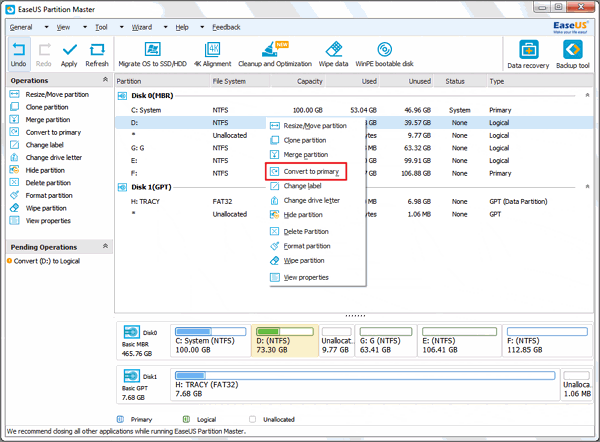 Select Convert Logical to Primary