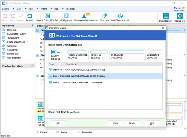 Choose destination disk