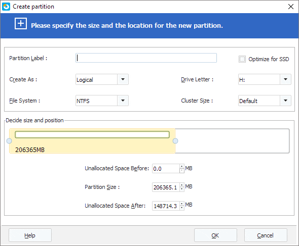 Create partitions with EaseUS Partition Master 2