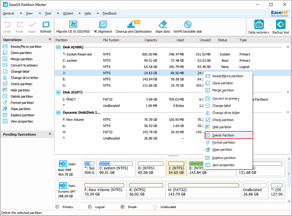 Delete partition E