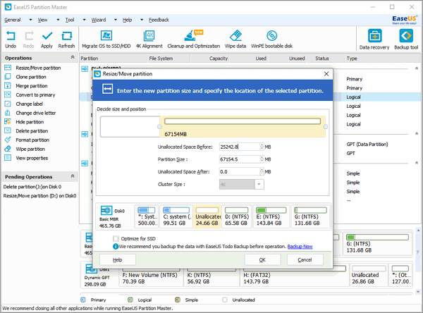 Move partition D