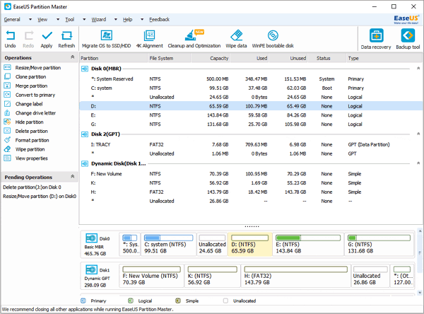 Move partition D