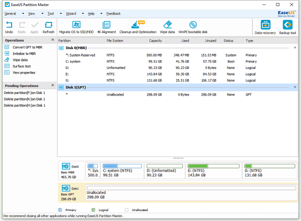 Select wipe disk option