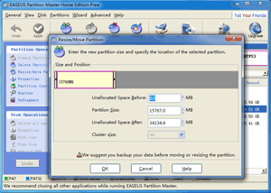 EASEUS Partition Master Home Edition: Move Partition