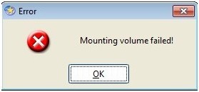 Mounting volume failed