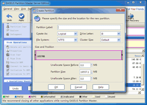 Create partitions with server partition software