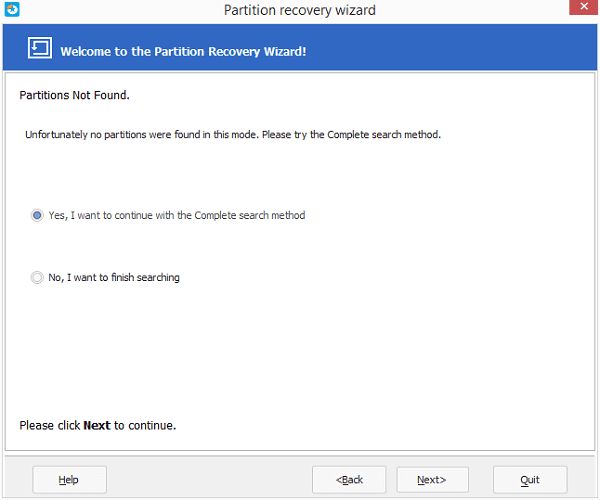 Partitions not found