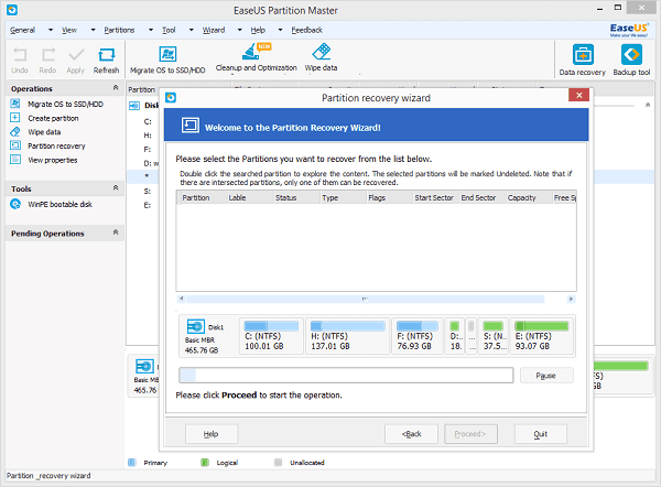 Search deleted or lost partitions