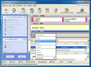 EASEUS Partition Master: Create Partition