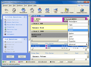 EASEUS Partition Master: Delete Partition