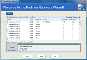Select the highly recommended partition to recover