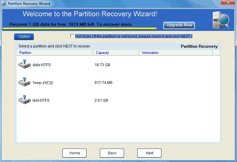 Select Lost Partition to Recover