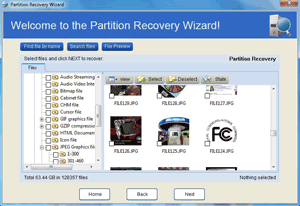 Select files or folders to recover