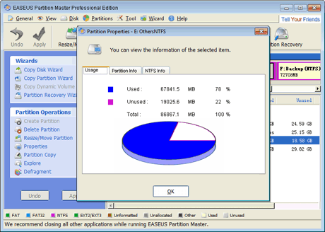 EASEUS Partition Master: View Partition Properties