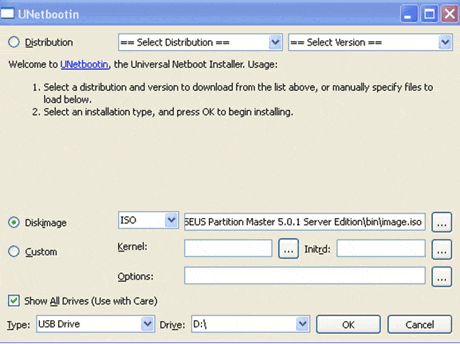 Specify USB drive