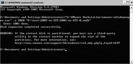 Increase VMware server disk size