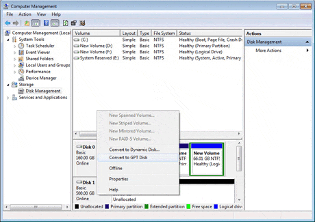 Convert MBR disk to GPT disk