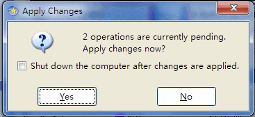 apply the changes to hard disk