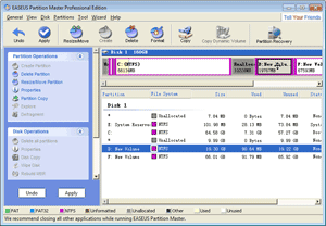 EASEUS Partition Master - Increase Boot Partitions