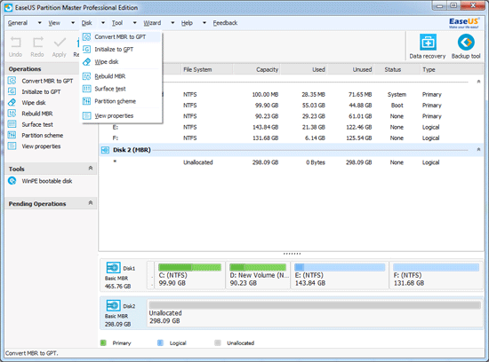 Initialize to GPT disk