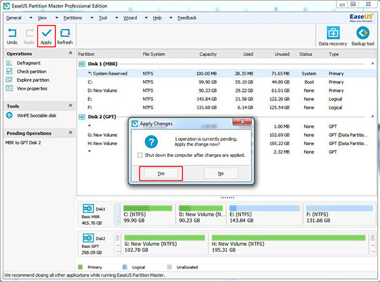 MBR to GPT disk without any data loss