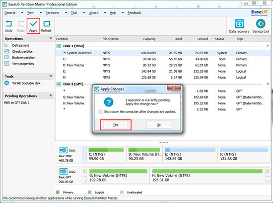 MBR to GPT disk without any data loss