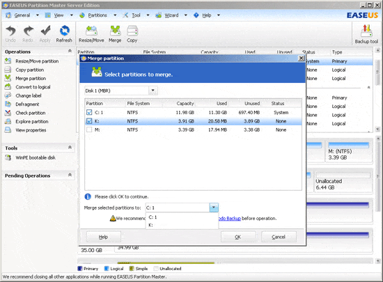 Merge server 2008 partition