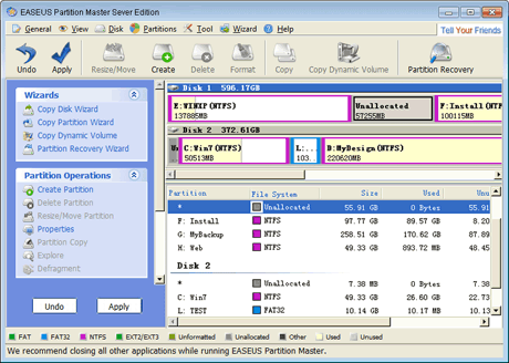 The Create partition interface of EASEUS Partition Master