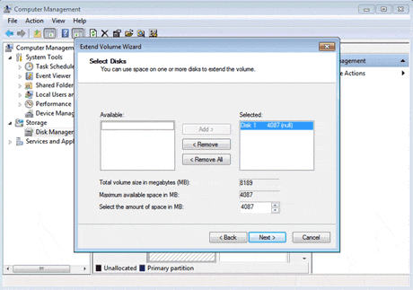 Extend Windows 7 partition
