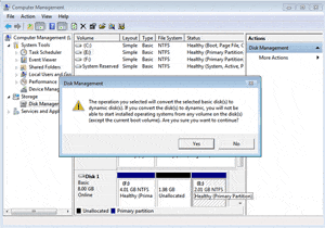 Extend Windows 7 partition warning