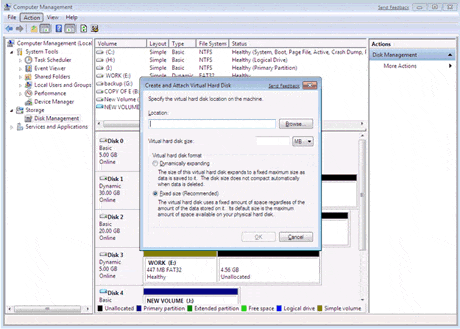 Create virtual hard disk