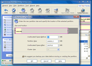 EASEUS Partition Master - Resize