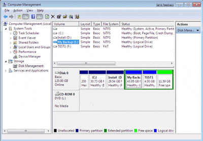 Windows 7 disk management