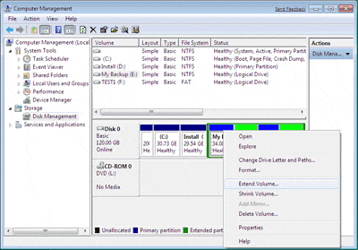 Extend Windows 7 partition