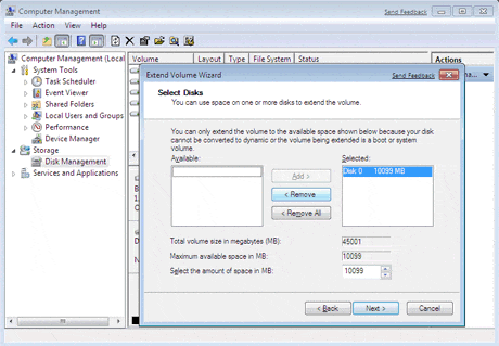 Extend Windows 7 partition
