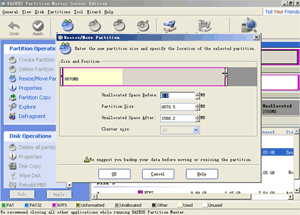 Shrink the system partition by setting the value