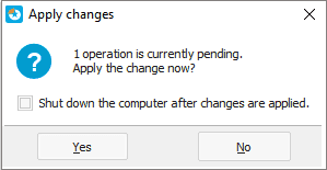 Option to Shut down When Applying Changes