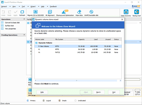 Select dynamic volumee