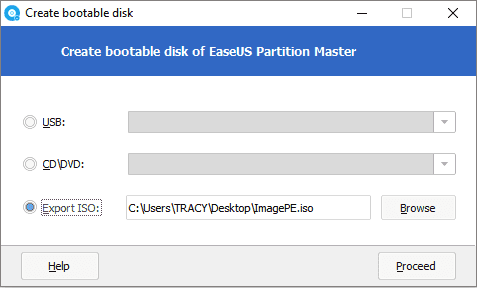 Easeus bootable usb