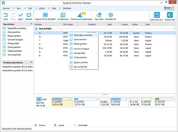 EaseUS Partition Master Server Edition - Expand RAID 5 Partition