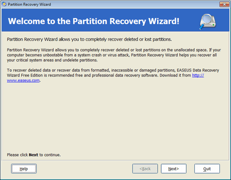 Partition Recovery Wizard