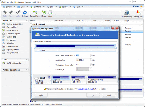 Rsize and Move Partition