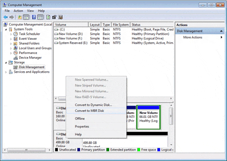 Convert GPT disk to MBR disk