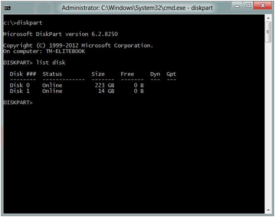Find destination disk to install Windows 10 on external hard drive