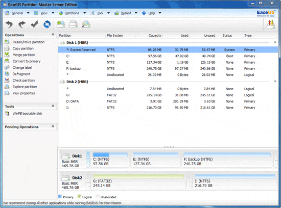 EaseUS Partition Master Server Edition